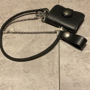 Lucky Brand Black Leather Wallet Chain